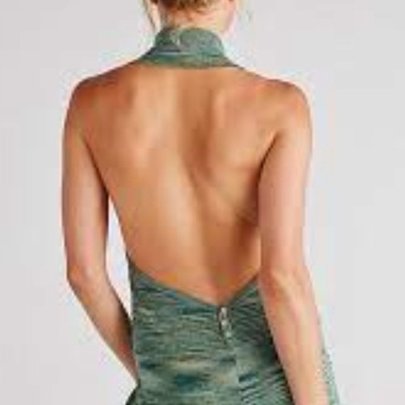 Free People romper shorts halter Summer Nights green knit sweater XS NEW - Picture 2 of 6